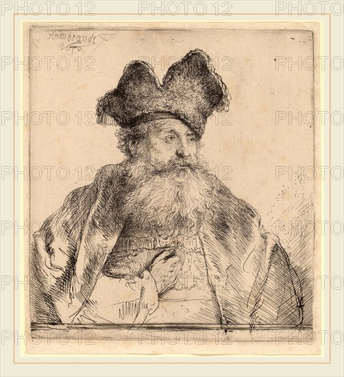 Rembrandt van Rijn (Dutch, 1606-1669), Old Man with a Divided Fur Cap, 1640, etching, with some drypoint