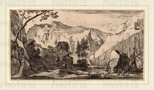 Roelant Roghman and Melchior KÃ¼sel (Dutch, 1627-1692), Rocky Landscape: pl.2, etching