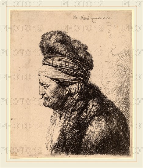 Rembrandt van Rijn and Studio of Rembrandt van Rijn after Jan Lievens, The Second Oriental Head, c. 1635, etching