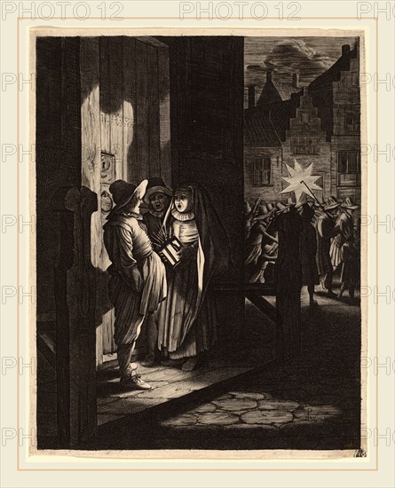 Jan van de Velde II after Pieter Molijn (Dutch, 1593-1641), The Star of Kings, a Night Piece, 1630, engraving on laid paper