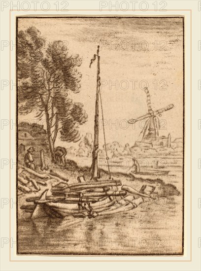 Cornelis Ploos van Amstel after Herman Saftleven (Dutch, 1726-1798), Winding River, 1761, transfer technique with etched hatching