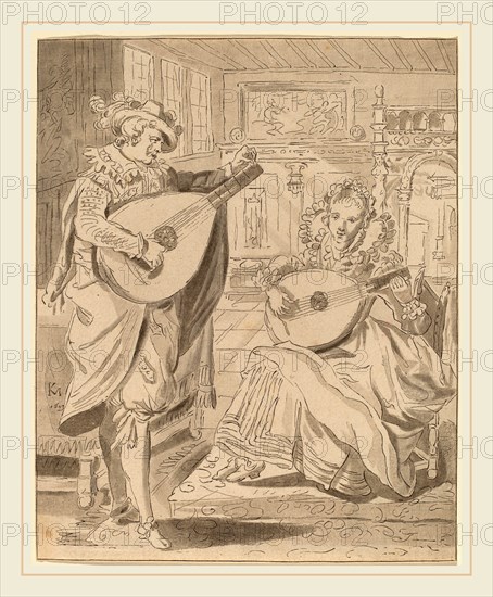Cornelis Ploos van Amstel and Bernhard Schreuder after Karel van Mander I (Dutch, 1726-1798), Musical Company, 1772, roulette and etching with burnishing