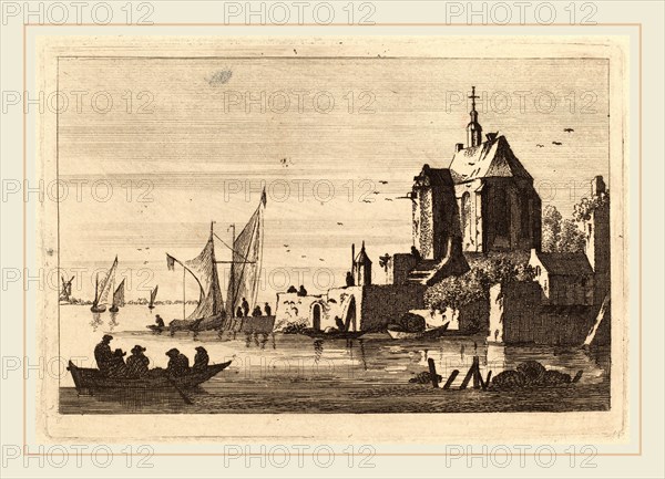 Attributed to Franz Edmund Weirotter (Austrian, 1730-1771), Church in an Inlet with Rowboat in the Foreground, etching