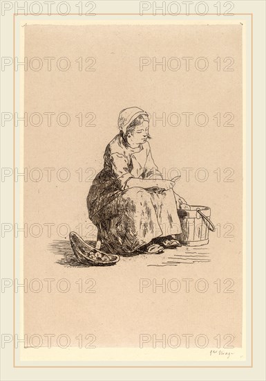 Félicien Rops (Belgian, 1833-1898), The Little Potato Peeler (La petite peleuse de pommes de terre), etching