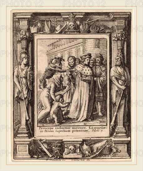 Wenceslaus Hollar after Hans Holbein the Younger after Abraham van Diepenbeeck (Bohemian, 1607-1677), Duke, 1651, etching with border "Minerva and Hercules"