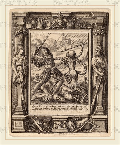 Wenceslaus Hollar after Hans Holbein the Younger after Abraham van Diepenbeeck (Bohemian, 1607-1677), Knight, 1651, etching with border "Minerva and Hercules"