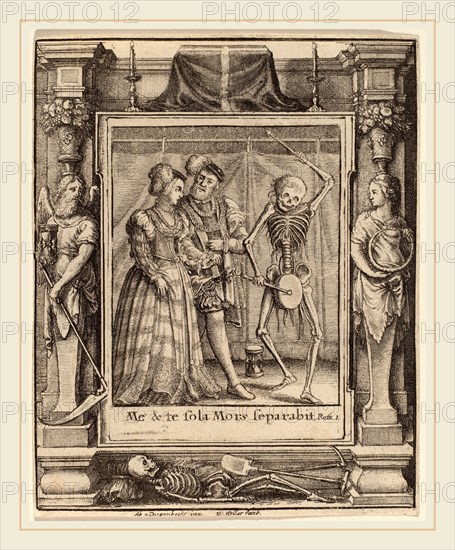 Wenceslaus Hollar after Hans Holbein the Younger after Abraham van Diepenbeeck (Bohemian, 1607-1677), Bridal Pair, 1651, etching with border "Time and Eternity"