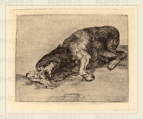 Francisco de Goya, Fiero monstruo! (Fierce Monster!), Spanish, 1746-1828, 1810-1820, etching, drypoint and burin [trial proof printed posthumously Calcografia in or after 1870]