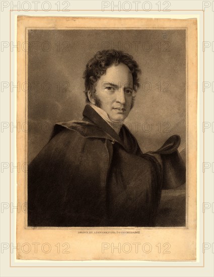 Albert Newsam after Thomas Sully, Gideon Fairman, American, 1809-1864, 1827, charcoal, pen and brown ink, touched with white gouache, on wove paper