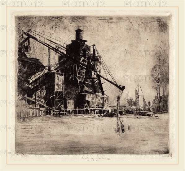 Elisha Kent Kane Wetherill, Otto Coke and Coal Hoist, American, 1874-1929, 1914, etching