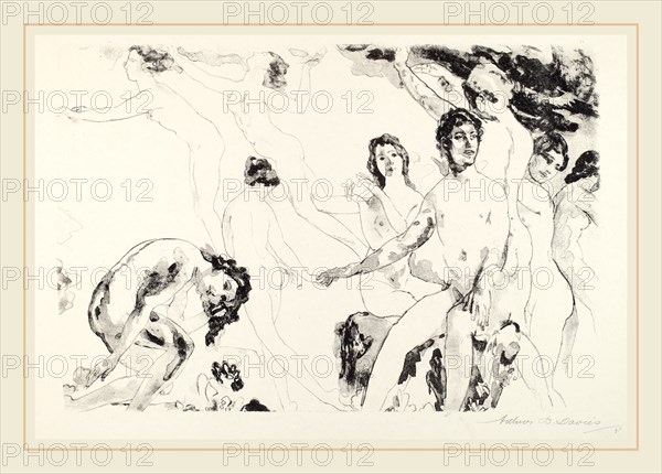 Arthur B. Davies, Release at the Gates, American, 1862-1928, 1919-1920, lithograph with lithotint in black on wove paper