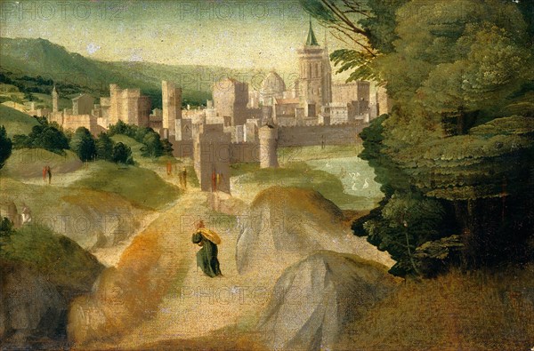 Giovanni Larciani (Master of the Kress Landscapes) (Italian, 1484-1527), Scenes from a Legend, probably c. 1515-1520, oil on canvas