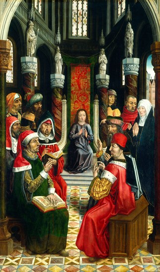 Master of the Catholic Kings, Christ among the Doctors, Spanish, active c. 1485-1500, c. 1495-1497, oil on panel