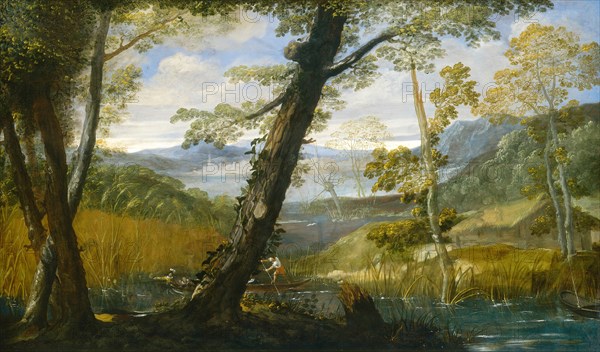 Annibale Carracci, River Landscape, Italian, 1560-1609, c. 1590, oil on canvas