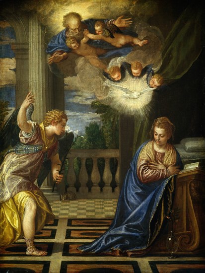 Veronese, The Annunciation, Italian, 1528-1588, c. 1580, oil on canvas