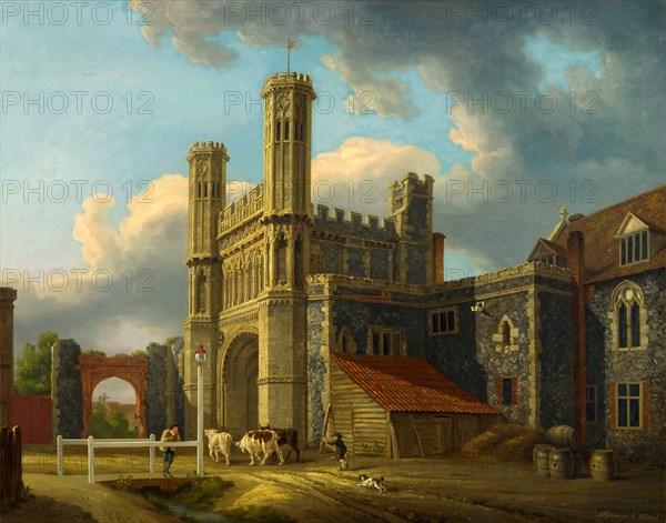 St. Augustine's Gate, Canterbury Signed in ocher-colored paint, lower right: "MRooker. A. Pinxt", Michael "Angelo" Rooker, 1746-1801, British