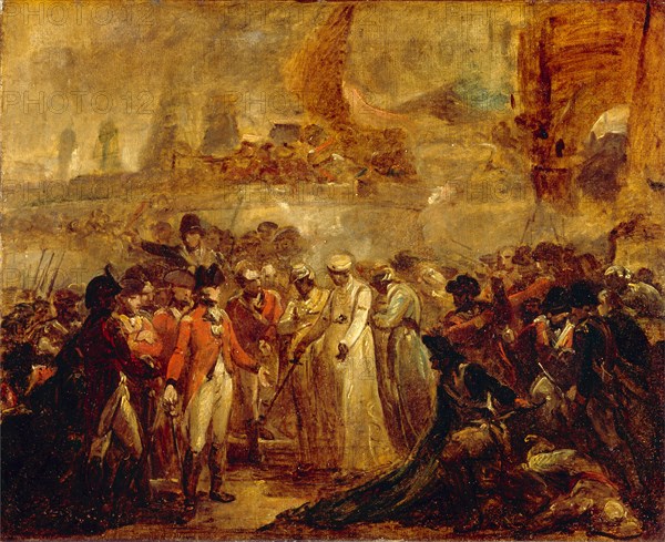 The Surrender of the Two Sons of Tipu Sahib, Sultan of Mysore, to Sir David Baird, Henry Singleton, 1766-1839, British
