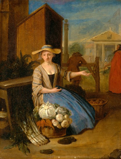 Vegetable Seller, Covent Garden, London, Pieter Angillis, 1685-1734, Flemish