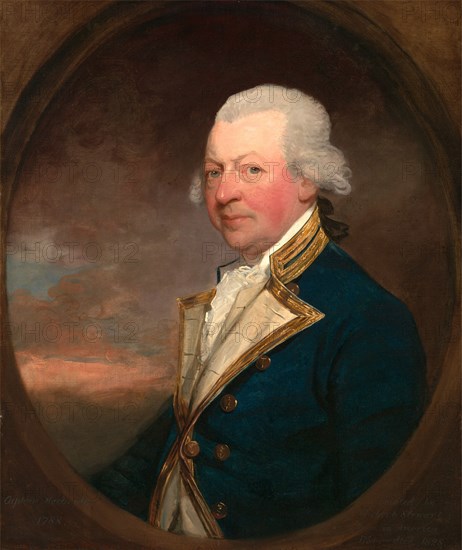 Captain John MacBride Inscribed, in artist's hand, in blue paint, lower left: "Captain MacBride" Signed and dated in blue paint, lower left: "1788", in later hand in blue paint, lower right: "Painted by | Gilbert Stewart | Born in America | 1754. Died 1828.", Gilbert Stuart, 1755-1828, American