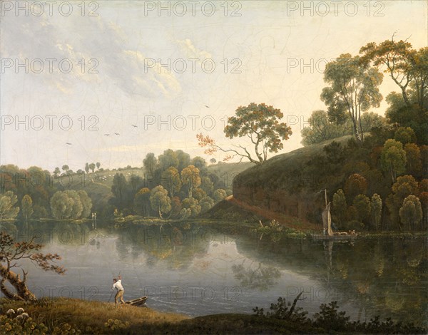 Landscape with a Lake and Boats Signed and dated, lower right: "T Wright | 1812", Thomas Wright, 1792-1849, British