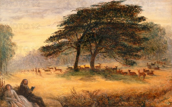 Lovers in Richmond Park (Windsor Park), London, James Smetham, 1821-1889, British