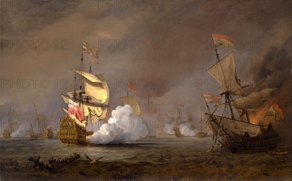Sea Battle of the Anglo-Dutch Wars The Battle of Lowestoft, William van de Velde the Younger, 1633-1707, Dutch