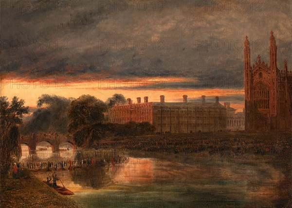 Procession of Boats on the River Cam below Clare College, Cambridge, Richard Banks Harraden, 1778-1862, British