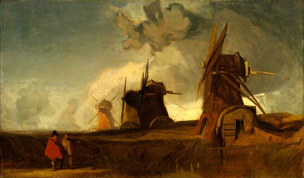 Drainage Mills in the Fens, Croyland, Lincolnshire, John Sell Cotman, 1782-1842, British