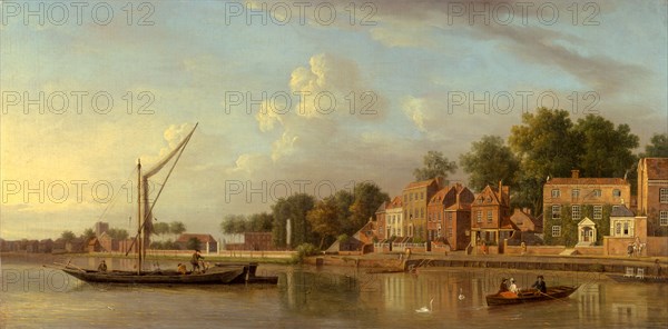 The Thames at Twickenham, London,  A Woody stream with pastoral Figures and Distant Bridge, Samuel Scott, ca. 1702-1772, British