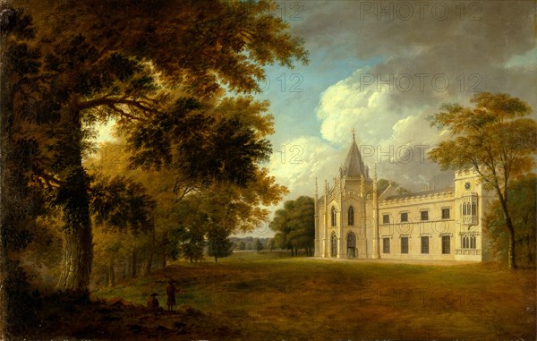 Lee Priory, Kent Signed and dated in ocher-color paint, lower left: "Dixon Pinx. | 1785", unknown artist, 18th century, British
