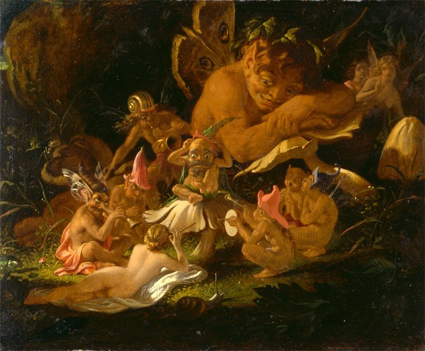 Puck and Fairies, from "A Midsummer Night's Dream" Elves and Fairies - "A Midsummer Night's Dream", Act II, Scene II, Joseph Noel Paton, 1821-1901, British