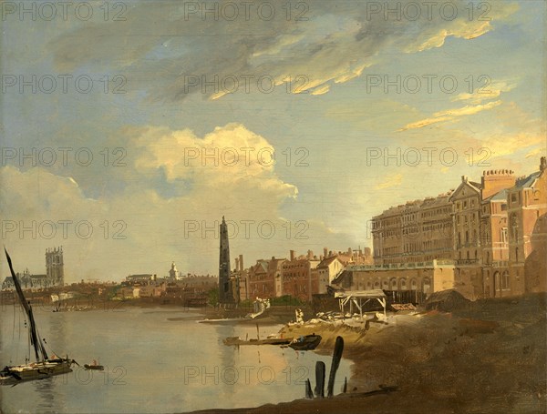 The Thames and the Adelphi The Adelphi under construction, London  A Study of the Thames with the Final Stages of the Adelphi, Attributed to William Hodges, 1744-1797, British
