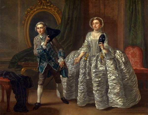 David Garrick and Mrs. Pritchard in Benjamin Hoadley's "The Suspicious Husband" David Garrick and Mrs. Pritchard in a scene from "The Suspicious Husband" A Scene from 'The Suspicious Husband' Inscribed [in later hand?]: "Mr Garrick & Mrs Pritchard in the Suspicious- | Husband Act ey 4" Signed and dated [in later hand?]: "Painted by Mr Hayman 1747", Francis Hayman, 1707/8-1776, British