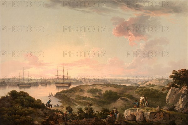 Port Mahon, Minorca with British Men-of-War at Anchor, John Thomas Serres, 1759-1825, British