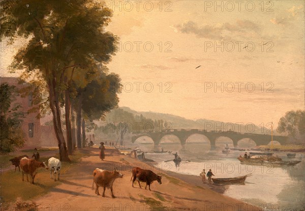 A View of Richmond Bridge, on the Thames, London Signed in brown paint, lower left: "A W Callcott", Sir Augustus Wall Callcott, 1779-1844, British