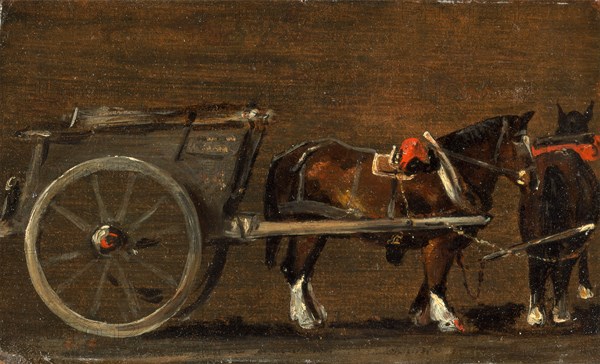Horse and Cart A Farm Cart with Two Horses in Harness: a study for the cart in 'Stour Valley and Dedham Village, 1814' Farm cart with horses in harness A cart and Horses, John Constable, 1776-1837, British