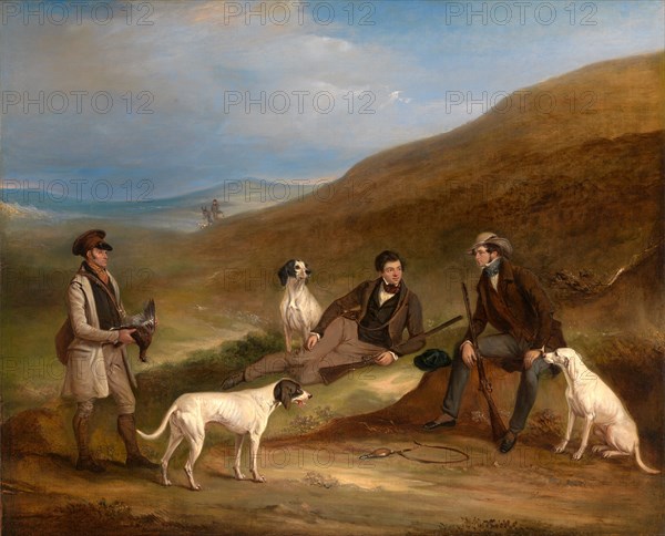 Edward Horner Reynard and his Brother George Grouse-Shooting At Middlesmoor, Yorkshire, with Their Gamekeeper Tully Lamb Edward Horner Reynard and his brother, George, Grouse-shooting with the Keeper, Tully Lamb, at Middlesmoor, Yorkshire, John Ferneley, 1782-1860, British