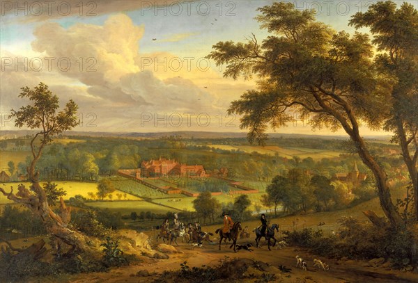 Bifrons Park, Kent Hunting Scene with Brifons Park in the Background, Perhaps Jan van der Vaardt, 1647-1721, Dutch