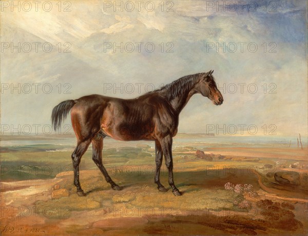 Dr. Syntax, a Bay Racehorse, Standing in a Coastal Landscape, an Estuary Beyond Signed and dated, lower left: "JWARD [monogram] RA 1820 ~", James Ward, 1769-1859, British