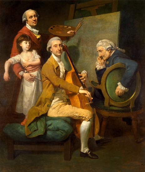 Self-Portrait with His Daughter Maria Theresa, James Cervetto, and Giacobbe Cervetto Self-Portrait with his Daughter, Maria Theresa(?), and Possibly Giacobbe and James Cervetto(?), Johan Joseph Zoffany, 1733-1810, German