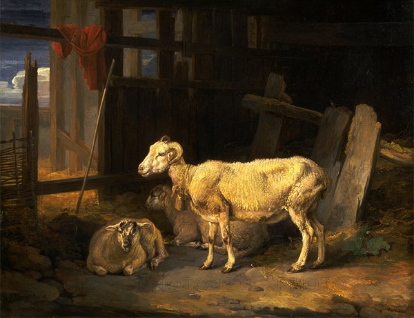 Heath Ewe and Lambs Signed and dated in black paint, lower left: "J. Ward. 1810~", James Ward, 1769-1859, British