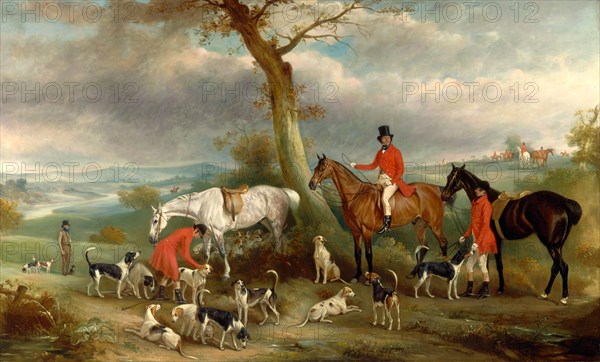 Thomas Wilkinson, M.F.H., with the Hurworth Foxhounds Inscribed, lower right: "[....] | [....]" Signed, lower right: "Fernelely", John Ferneley, 1782-1860, British