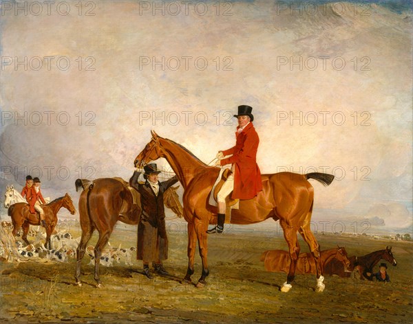 George, Marquess of Huntly (later 5th Duke of Gordon), on Tiny George, 5th Duke of Gordon on `Tiny' George, 5th Duke of Gordon on 'Tiny' with Hounds and Groom Signed, lower right: "B. Marshall Pt.", Benjamin Marshall, 1767-1835, British