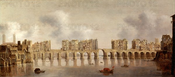 View of London Bridge Signed and dated, lower left: "C. D. Jongh, Fexit 1632", Claude de Jongh, active 1628-1663, Dutch