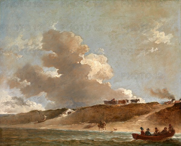 Coastal Landscape with a Ferry Boat Signed and dated, lower left: "P F Bourgeois | 1796", Sir Peter Francis Bourgeois, 1756-1811, British