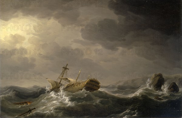 Ship wrecked on a rocky coast Signed in black paint, lower left: "C. Brooking", Charles Brooking, 1723-1759, British