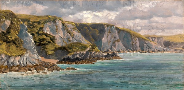 On the Welsh Coast Seascape Dated, upper left: "19 July [6 or 8; symbol historically an 8]2, John Brett, 1831-1902, British