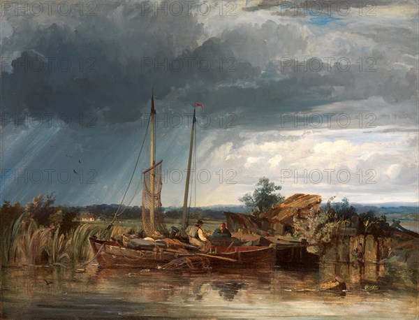 Two Fishing Boats on the Banks of Inland Waters Signed and dated, lower left: "G. C. 1831", George Chambers, 1803-1840, British