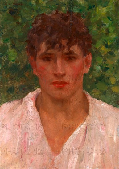 Portrait of a Young Man with Open Collar, Henry Scott Tuke, 1858-1929, British