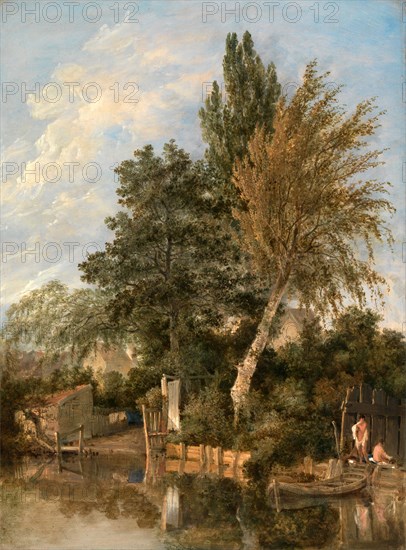 Boys Bathing on the River Wensum, Norwich A River Scene with Boys Bathing View on the Wesum at Thorpe, John Crome, 1768-1821, British